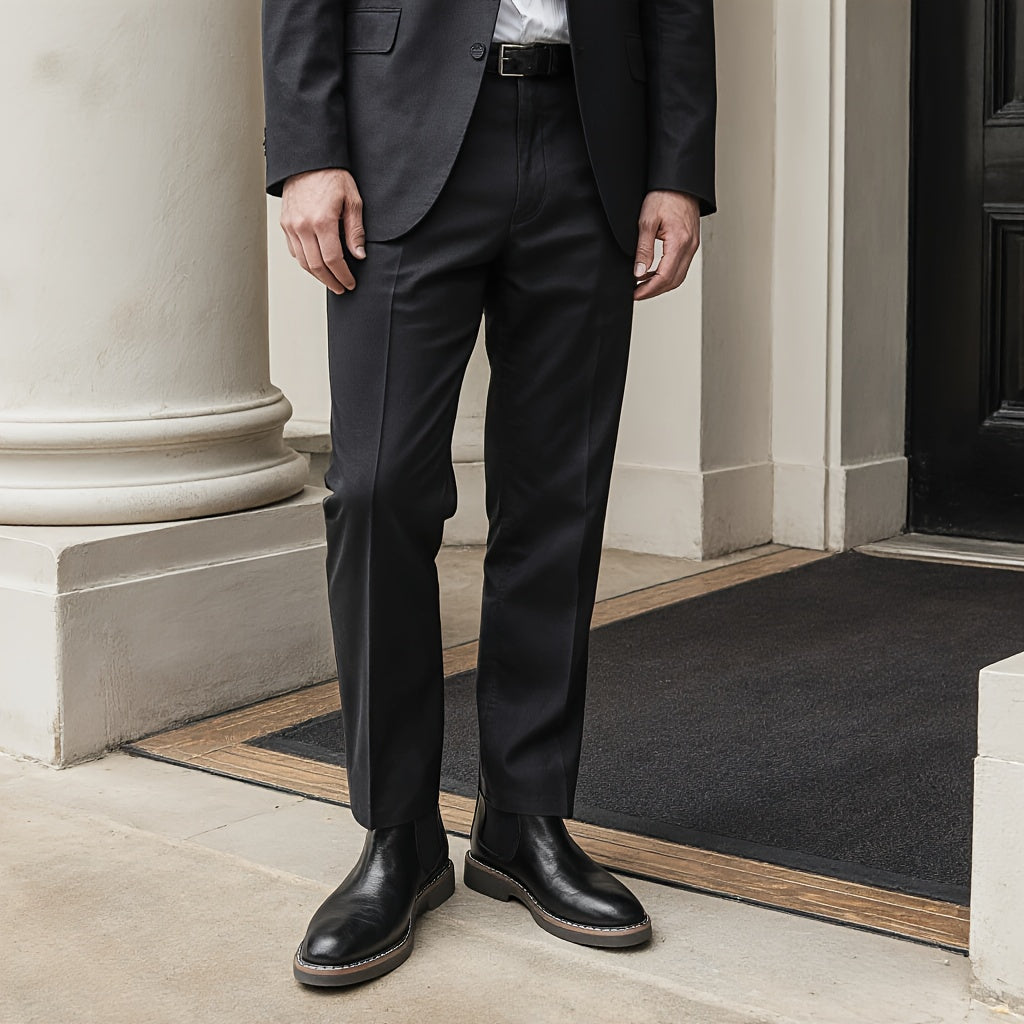 Men'S Chelsea Boots - Classic Ankle Boots with Elastic Closure, Glossy Black Faux, Cushioned Insole & Non-Slip PVC Sole - Formal & Casual Shoes for Everyday, Office, Events - Extended Sizes up to EU 46 (US Men'S 12) - Model #