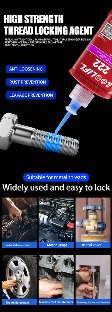 1/3pcs Multifunctional Vitamin Adhesive 222/243 Medium High Strength Screw Glue Medium High Strength Automotive Special Screw Glue Anti-slip Fastening Anaerobic Glue Removable And More