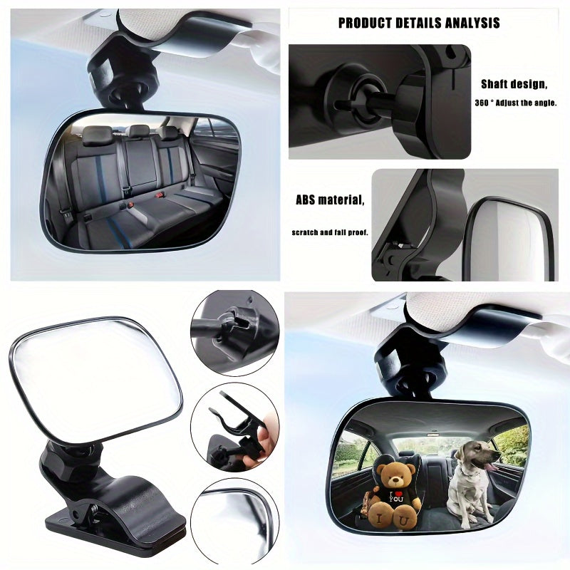 Wide Angle Convex Rearview Mirror, Adjustable Car Interior Mirror for Backseat, Automotive Accessories