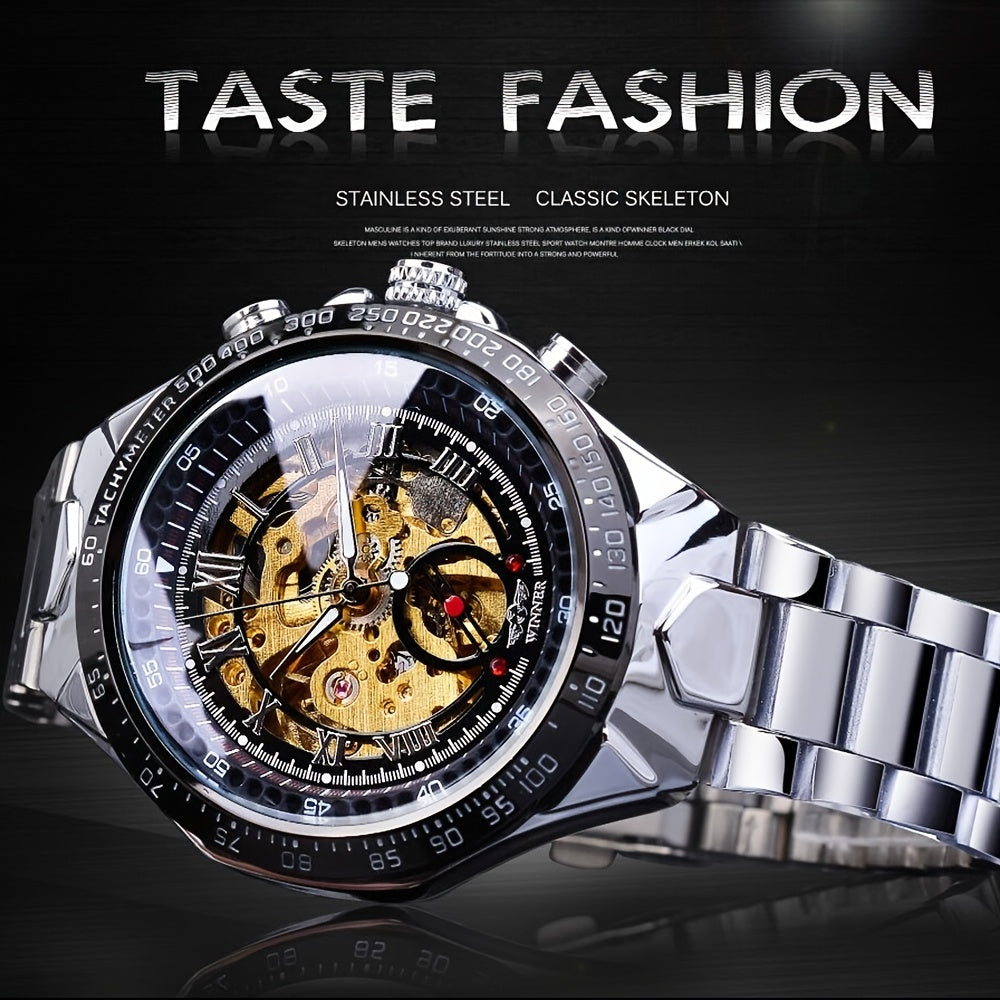 Winner Mechanical Sport Design Bezel Men's Watches, Skeleton Wristwatch, Men's Accessories