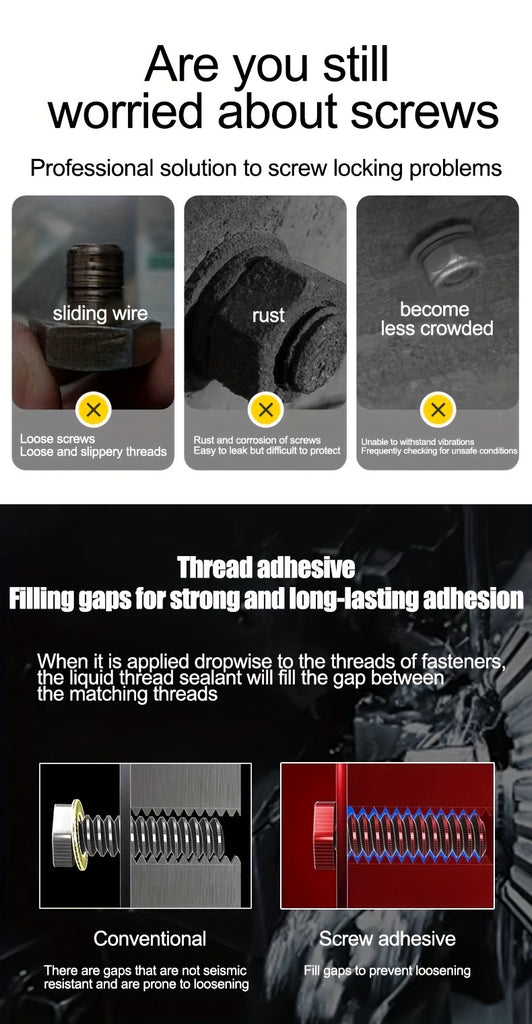 1/3pcs Multifunctional Vitamin Adhesive 222/243 Medium High Strength Screw Glue Medium High Strength Automotive Special Screw Glue Anti-slip Fastening Anaerobic Glue Removable And More