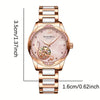 Stunning Rose Golden White Alloy Elegant Casual Style Hollowed Out Mechanical Watch for Women - Girls Watches with Timeless Design, Precise Movement, and Durable Construction - Perfect Accessory for Any Occasion