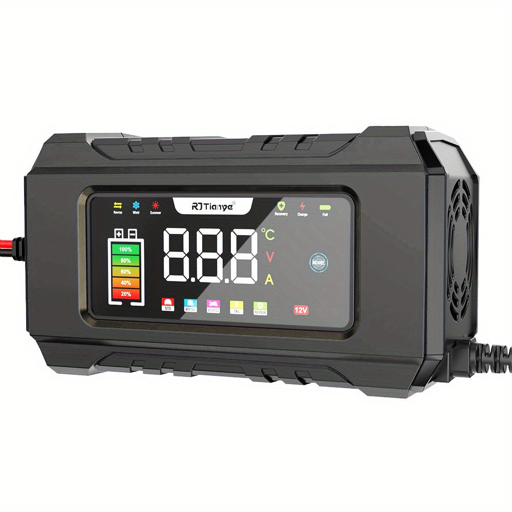 US Plug Car Battery Charger, 12V 6A Smart Battery Trickle Charger Automotive 12V Battery Maintainer For Car Truck Motorcycle Lead Acid Batteries