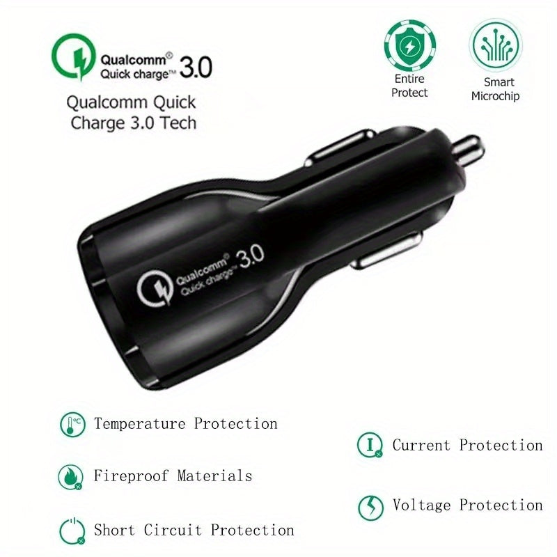 Compact Safe 12/24V Universal QC 3.0 Fast Charge Automotive Charger for Automobile Car Charger Car Charger Adapter
