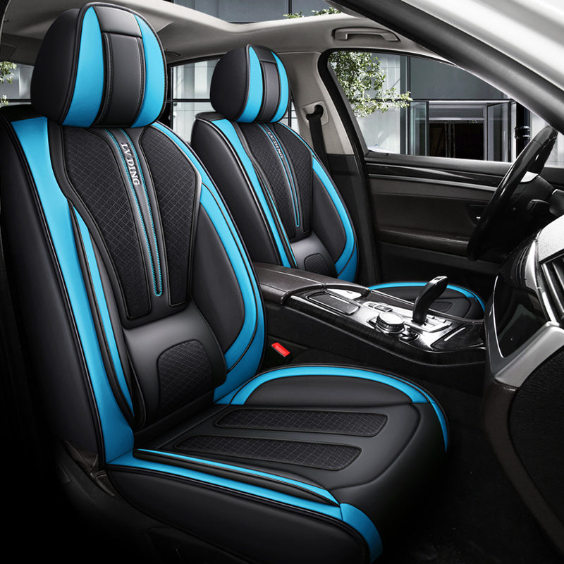 Full Set Car Seat Covers, Sport Style, Universal Fit, Full Coverage, Breathable Mesh, Lumbar Support, Trendy Automotive Seat Protector, All-Season