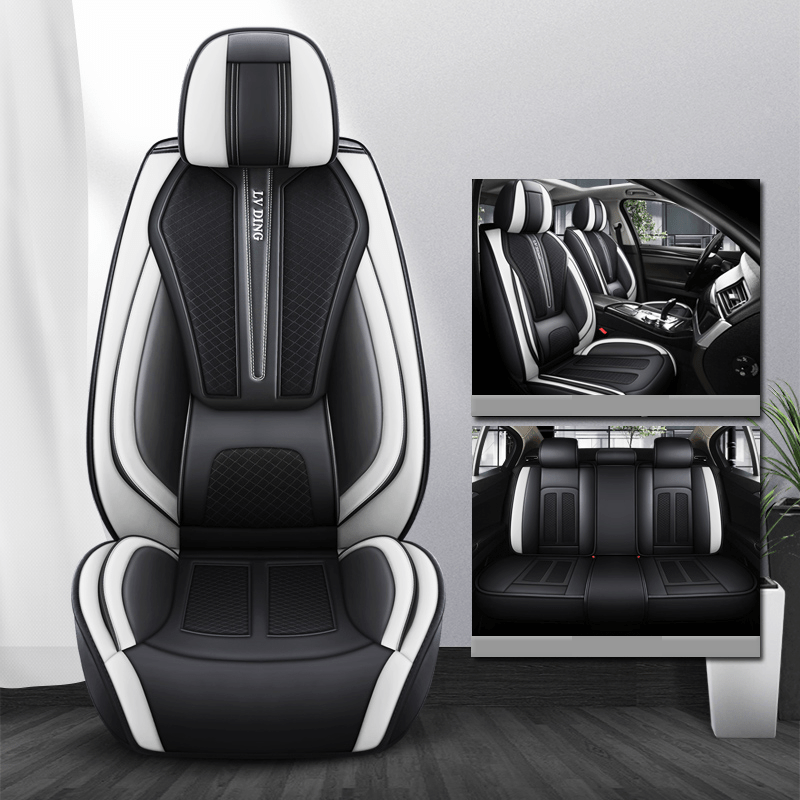Full Set Car Seat Covers, Sport Style, Universal Fit, Full Coverage, Breathable Mesh, Lumbar Support, Trendy Automotive Seat Protector, All-Season