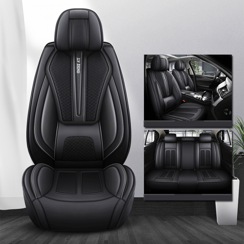 Full Set Car Seat Covers, Sport Style, Universal Fit, Full Coverage, Breathable Mesh, Lumbar Support, Trendy Automotive Seat Protector, All-Season