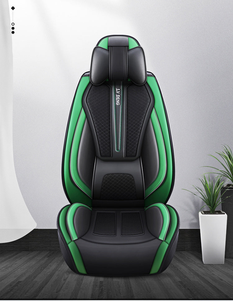 Full Set Car Seat Covers, Sport Style, Universal Fit, Full Coverage, Breathable Mesh, Lumbar Support, Trendy Automotive Seat Protector, All-Season