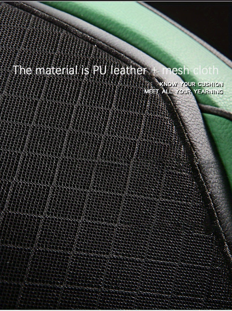 Full Set Car Seat Covers, Sport Style, Universal Fit, Full Coverage, Breathable Mesh, Lumbar Support, Trendy Automotive Seat Protector, All-Season