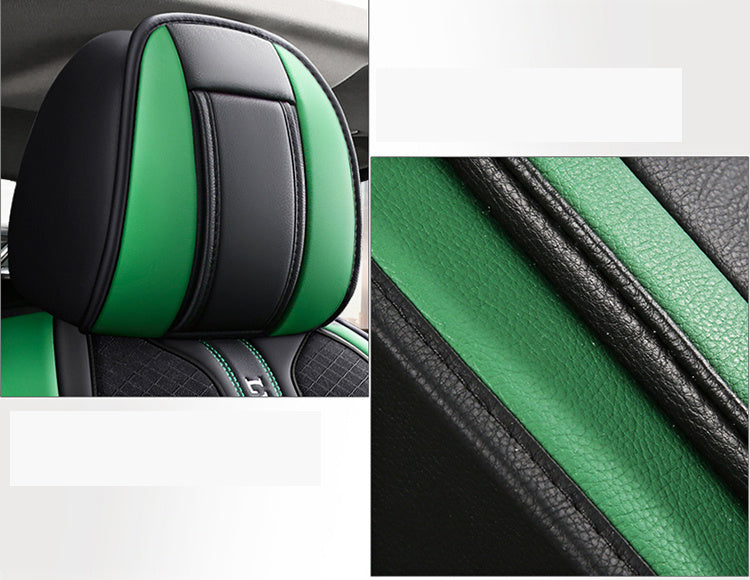 Full Set Car Seat Covers, Sport Style, Universal Fit, Full Coverage, Breathable Mesh, Lumbar Support, Trendy Automotive Seat Protector, All-Season