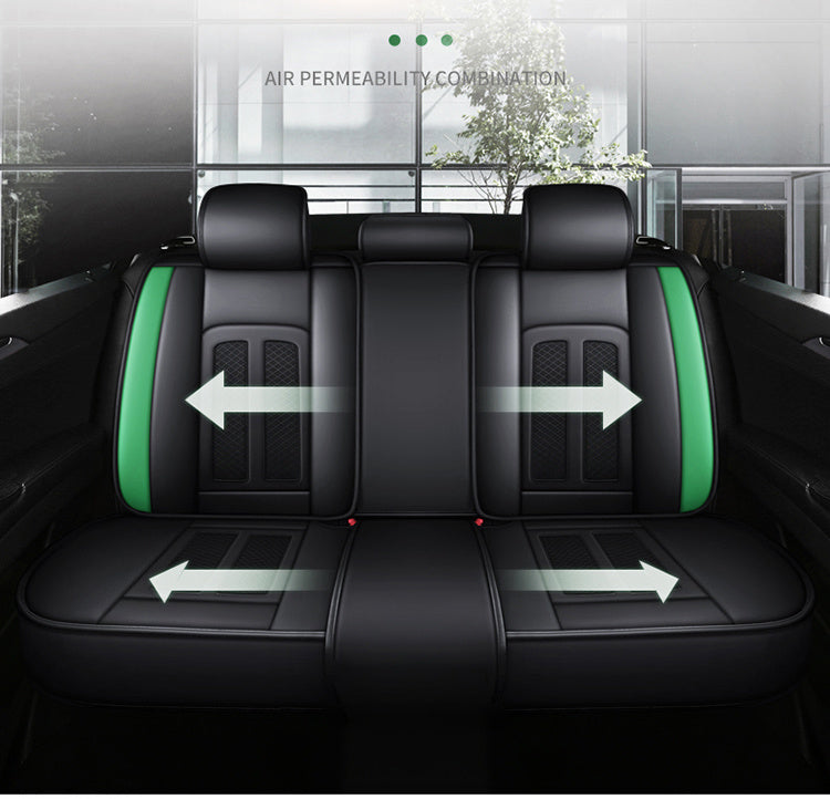 Full Set Car Seat Covers, Sport Style, Universal Fit, Full Coverage, Breathable Mesh, Lumbar Support, Trendy Automotive Seat Protector, All-Season