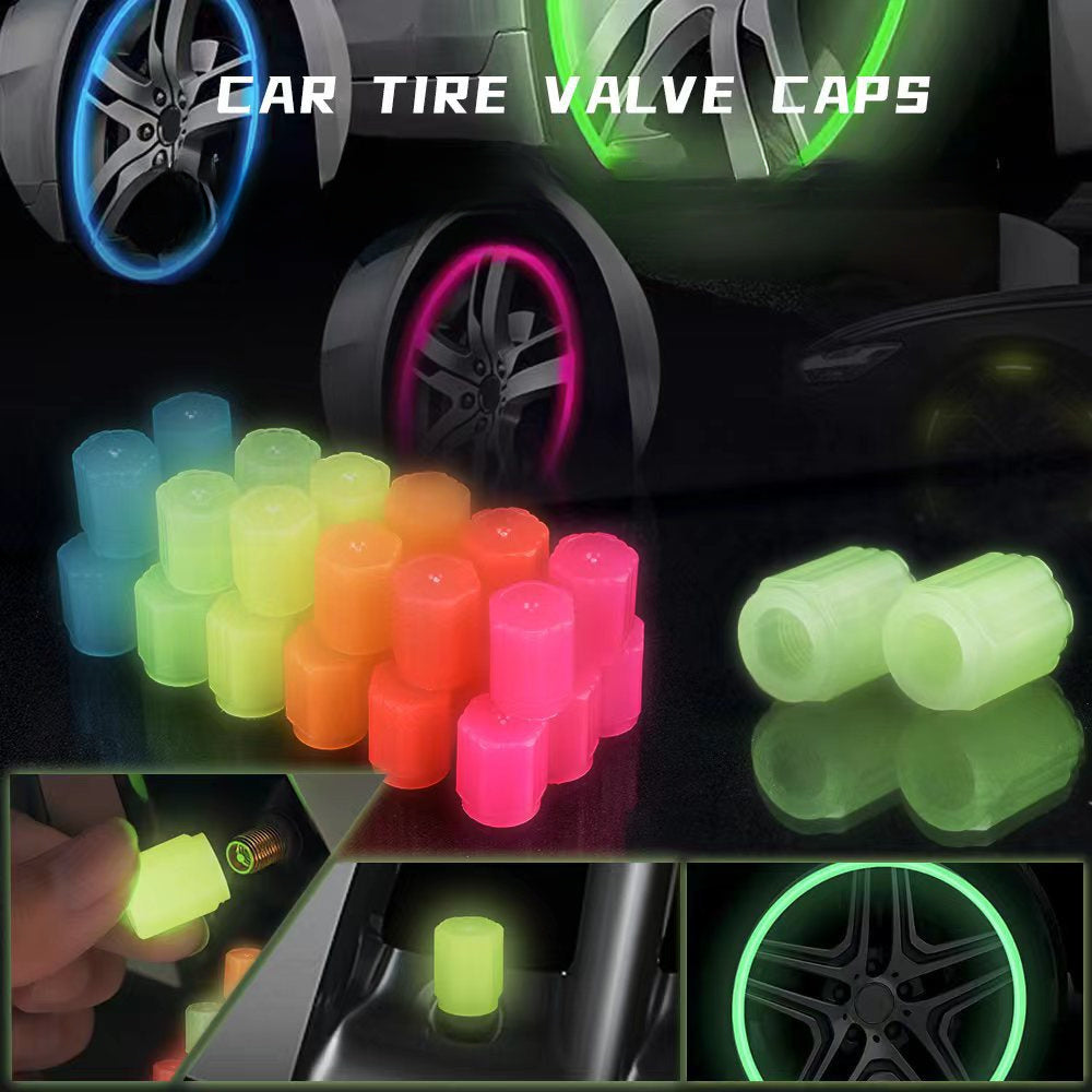 24/16pcs Bicycle Tire Luminous Valve Cover, Automotive Tire Fluorescent Valve Cover, Suitable For: Car, Bicycle, Motorcycle Tires, Universal Fluorescent Tire Valve Caps