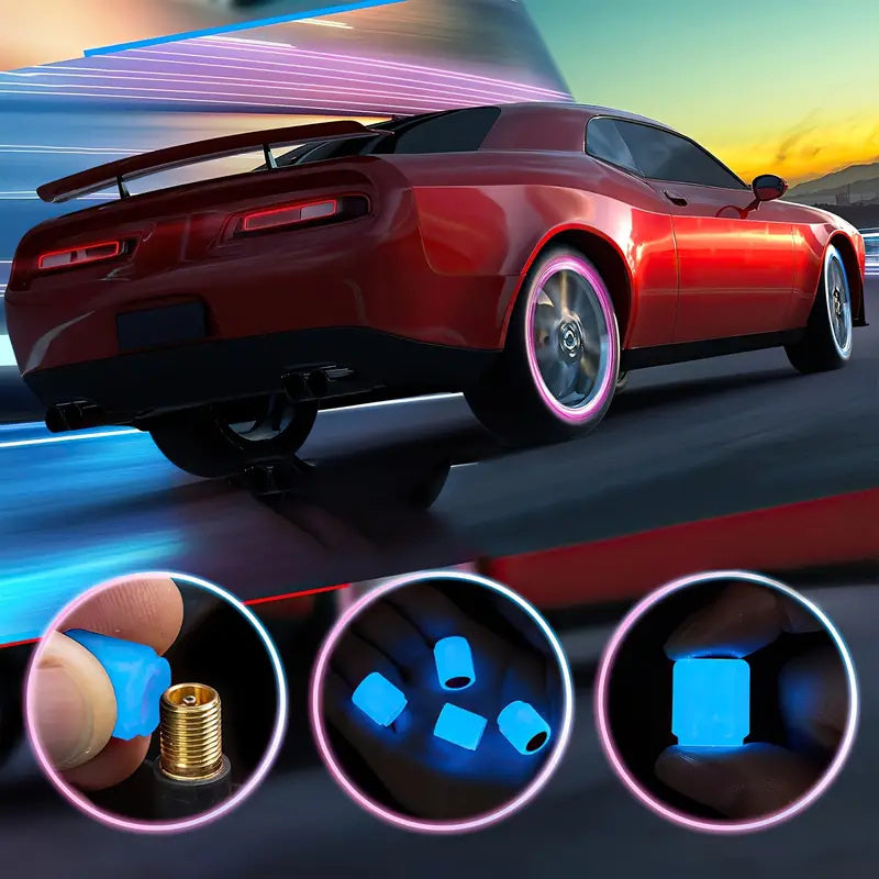 24/16pcs Bicycle Tire Luminous Valve Cover, Automotive Tire Fluorescent Valve Cover, Suitable For: Car, Bicycle, Motorcycle Tires, Universal Fluorescent Tire Valve Caps