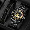 Fashion Men Watches Bracelet Men's Business Calendar Watch Stainless Steel Quartz Wristwatch Men Gift Watches