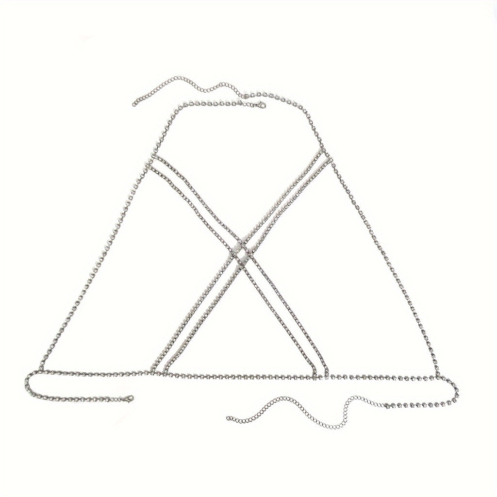 Luxury Cross Chest Chain Shiny Rhinestones Body Chain Jewelry