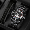 Fashion Men Watches Bracelet Men's Business Calendar Watch Stainless Steel Quartz Wristwatch Men Gift Watches