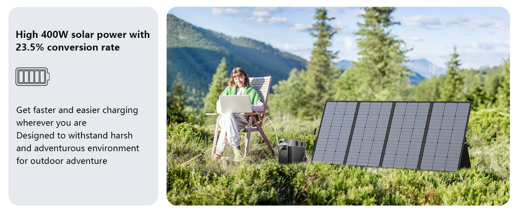 MHPOWOS 400W Portable Solar Panel, Lightweight Foldable Solar Panels with an Adjustable Kickstand, IP67 Waterproof Solar Charger