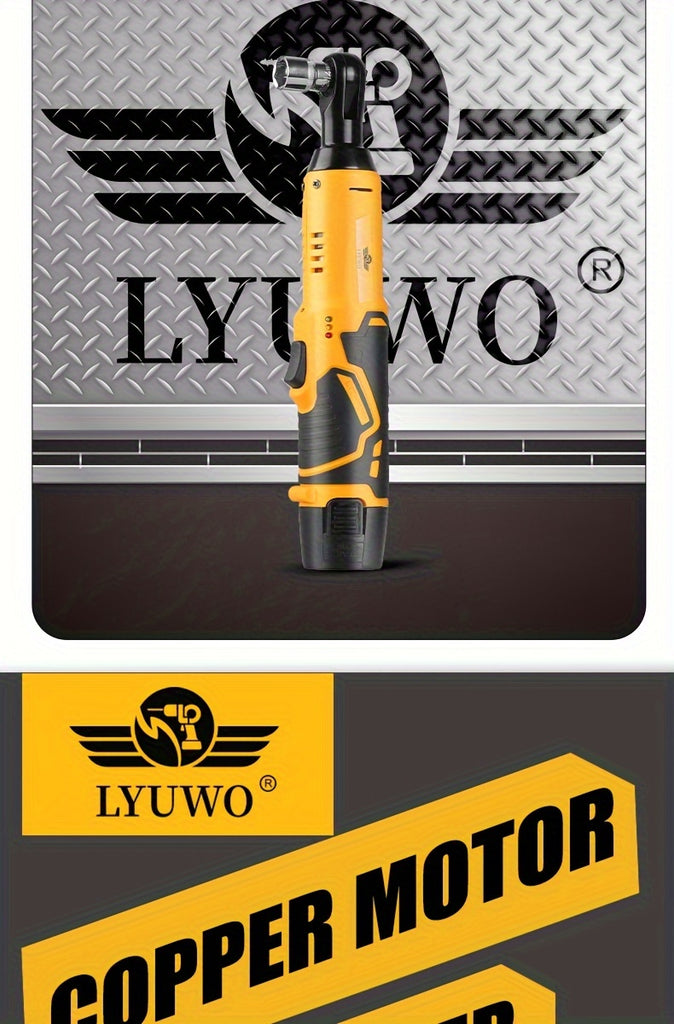 LYUWO 1 Set 12V Cordless Electric Wrench, 45NM 3/8'' Ratchet Illuminated Remove Screws & Nuts Automotive Repair Tool, Right Angle Wrench, Power Tools