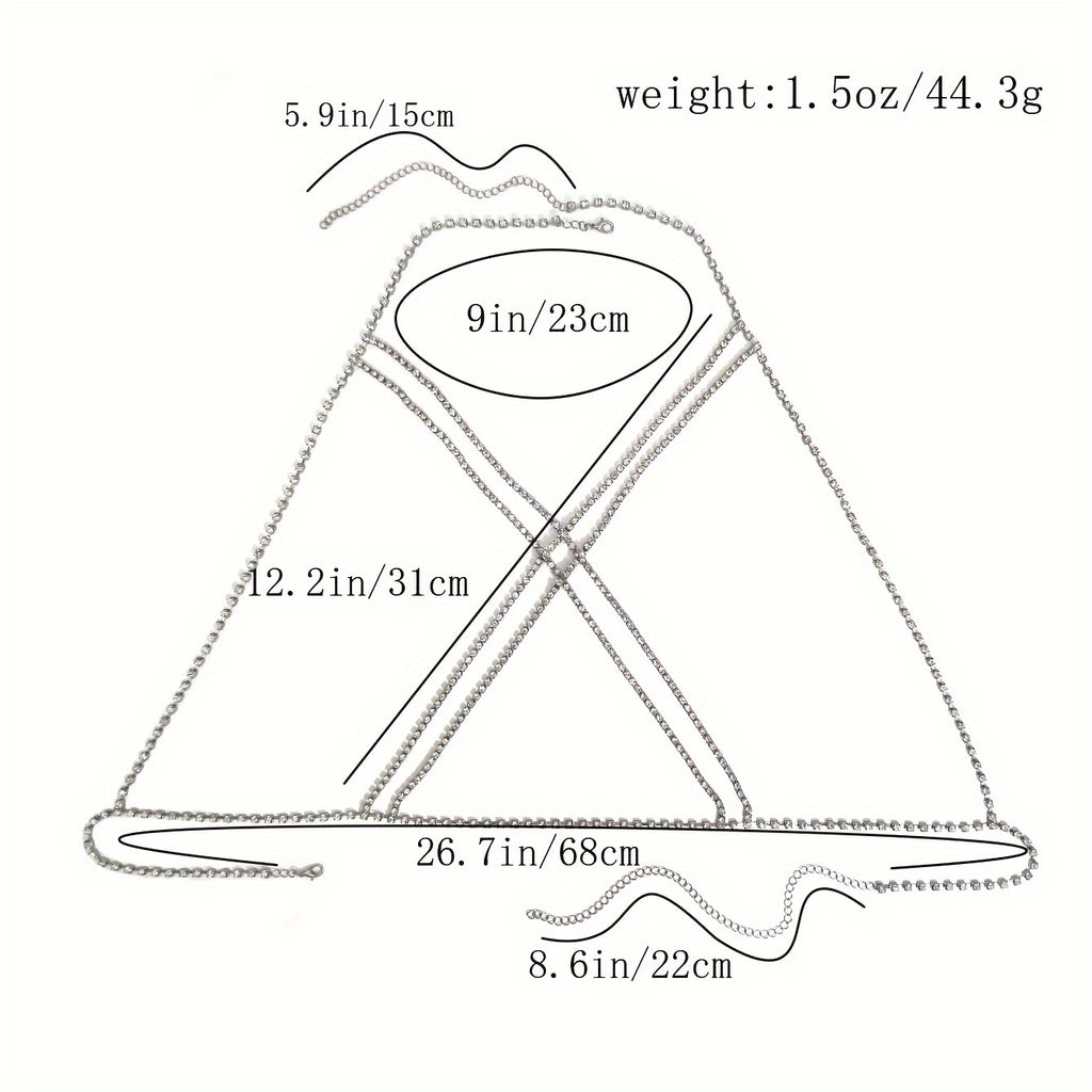 Luxury Cross Chest Chain Shiny Rhinestones Body Chain Jewelry