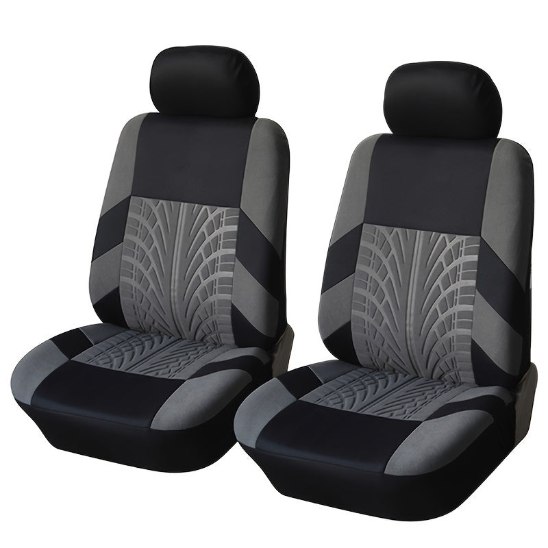 Universal Fit Front Pair Car Seat Covers - Breathable Polyester Split Automotive Seat Cushion Protectors with Sponge Filler - Hand Washable, All-Season, Durable and Easy to Install