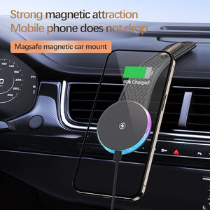 1pc 15W Premium Car-mounted Folding Wireless Charger with Ambient Light - Strong Magnetic Suction, Foldable, Non-Slip, Universal Compatibility for Car, Home, Office - Easy to Use, Space-Saving, and Portable Automotive Accesso