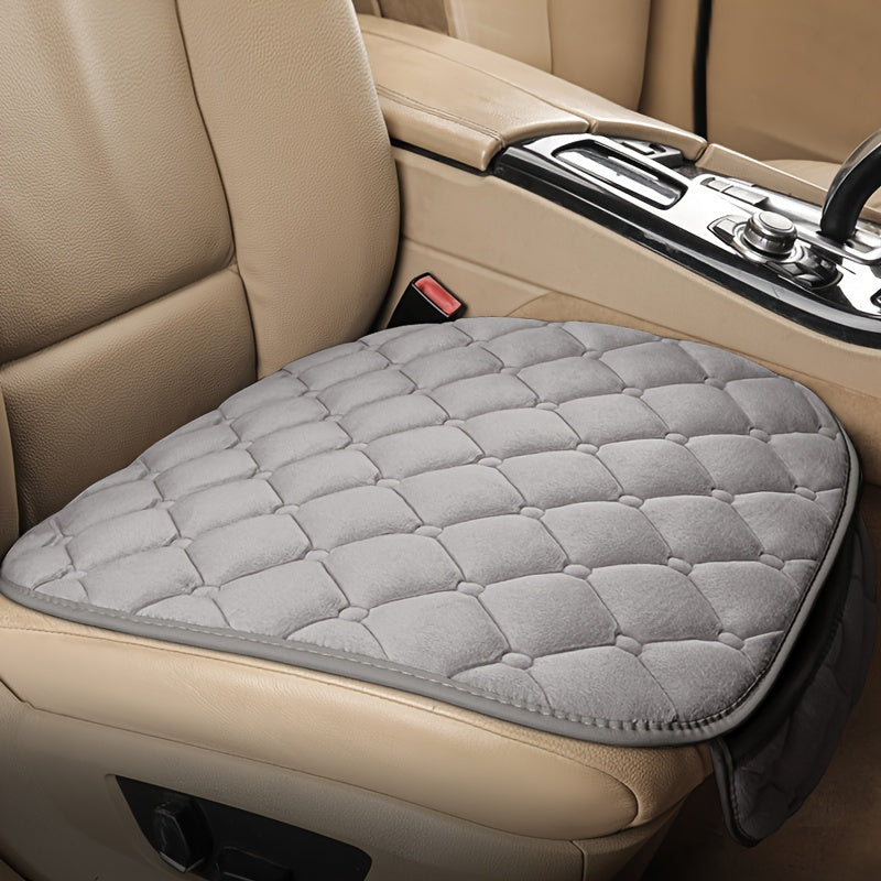 Diamond Pattern Plush Car Seat Cover Set - Universal Fit Warm Winter Automotive Seat Cushions, 3-Piece Vehicle Seat Pad Kit with Secure Buckle System for Car Interior Accessories