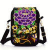 Women's Lightweight Embroidered Crossbody Bag with Detachable Strap - Floral Geometric Embroidery Design, Zipper Closure, Compact Mini Shoulder Bag for Everyday Essentials (Navy/Purple/Red/Black), Crossbody Bag, Polyester Lin