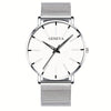 [Ultra Thin Quartz Wrist Watch] Minimalist Mens Fashion Ultra Thin Watches Simple Men Business Stainless Steel Mesh Belt Quartz Wrist Watch