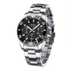 Mens Chronograph Stainless Steel Strap Waterproof Date Quartz Watch, Business Casual Wrist Watches