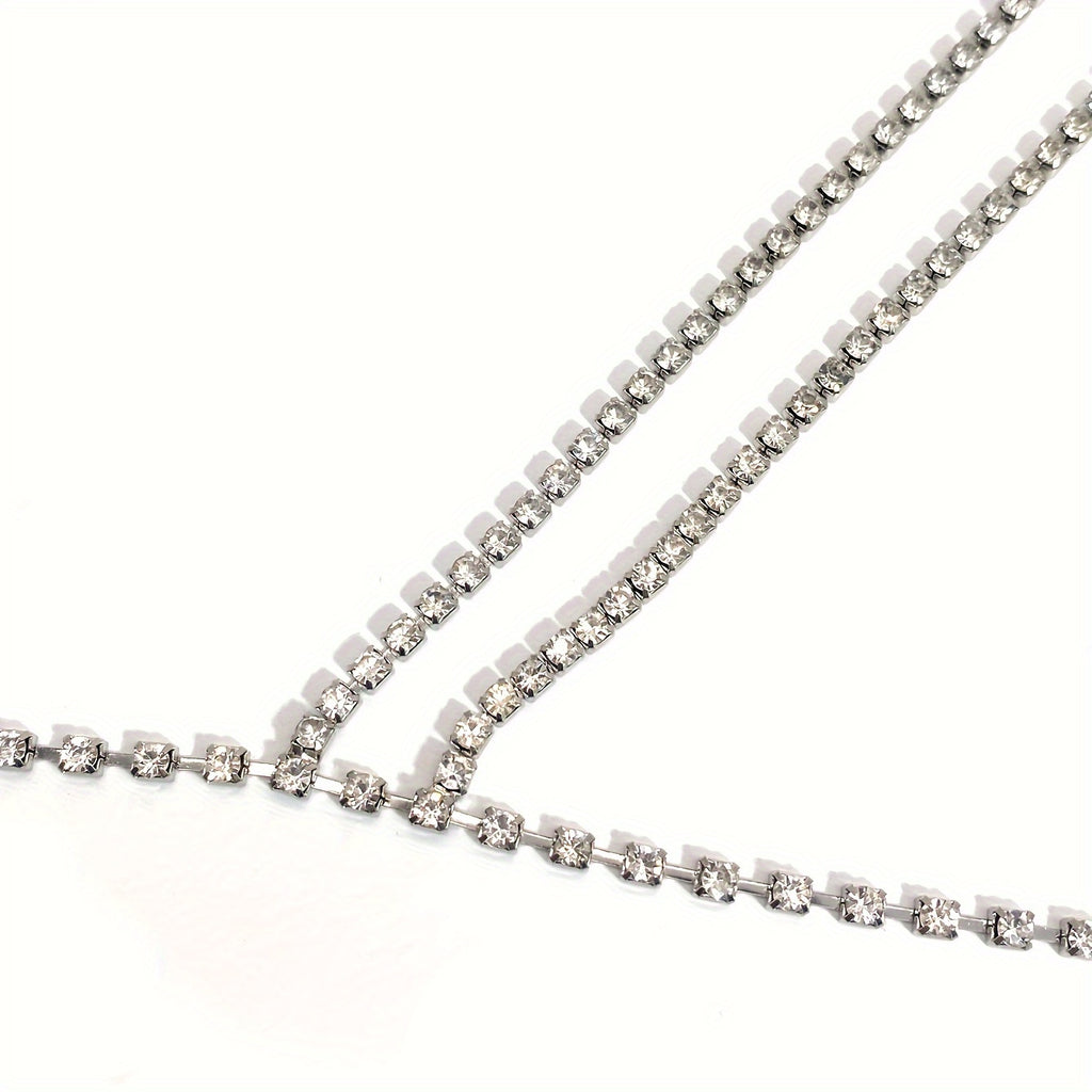 Luxury Cross Chest Chain Shiny Rhinestones Body Chain Jewelry