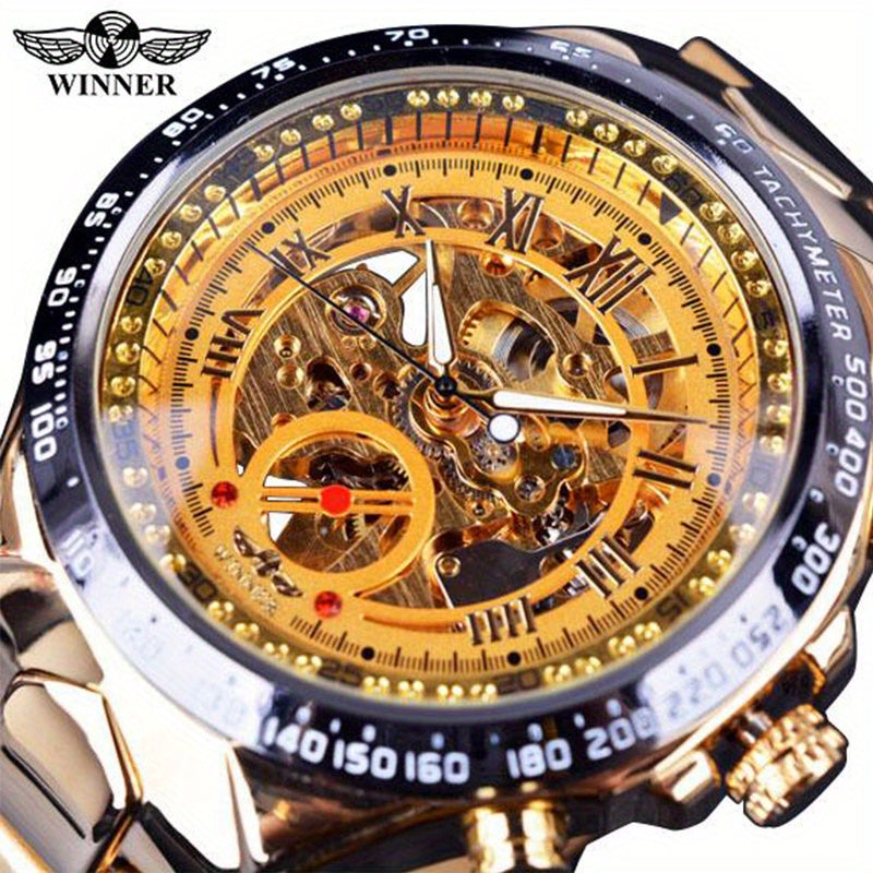 Winner Mechanical Sport Design Bezel Men's Watches, Skeleton Wristwatch, Men's Accessories