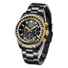 Mens Chronograph Stainless Steel Strap Waterproof Date Quartz Watch, Business Casual Wrist Watches