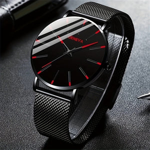 [Ultra Thin Quartz Wrist Watch] Minimalist Mens Fashion Ultra Thin Watches Simple Men Business Stainless Steel Mesh Belt Quartz Wrist Watch