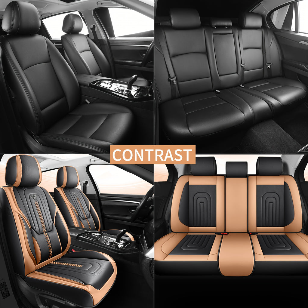 Red Rain PU Leather Car Seat Cover Breathable Universal Car Seat Covers For Front And Rear Seats 13pcs Automotive Seat Cushion Cover Fit Car Truck SUV Van