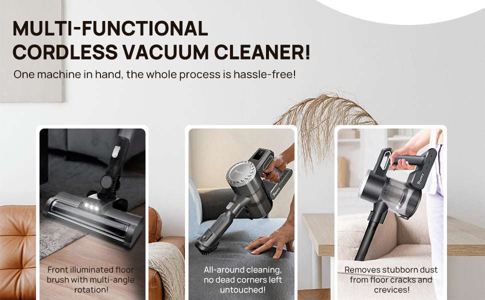 Pet Friendly-Cordless Vacuum Cleaners,6-in-1 Stick Vacuum Up to 40 Mins Runtime,30Kpa for Home/Carpet/Hardwood Floor/Pet Hair