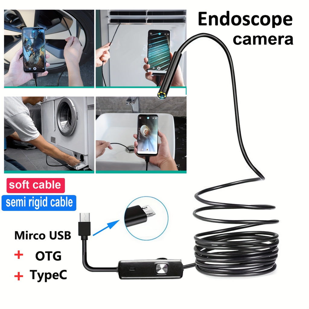 5Mm/0.196In Mini Camera Industrial Cameras Endoscope, Android Mobile Phone Camera, Pipeline Detection, Industrial, Automotive Repair, Carbon Deposition, Visual Repair, Air Conditioning 1-10M Probe