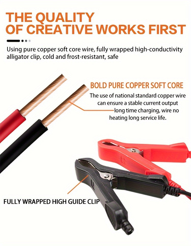 [Smart Battery Charger] RJTIANYE Smart Pulse 12V 6A Battery Charger | Temperature Compensated Trickle Charger with LCD Display, Overcharge Protection & Desulfator for 4-100Ah AGM/GEL/SLA, 110-230V AC Automotive Maintainer for