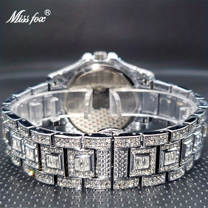 MISSFOX Fashion Faux Diamond Watches, Arabic Number Waterproof Quartz Watches For Men And Women