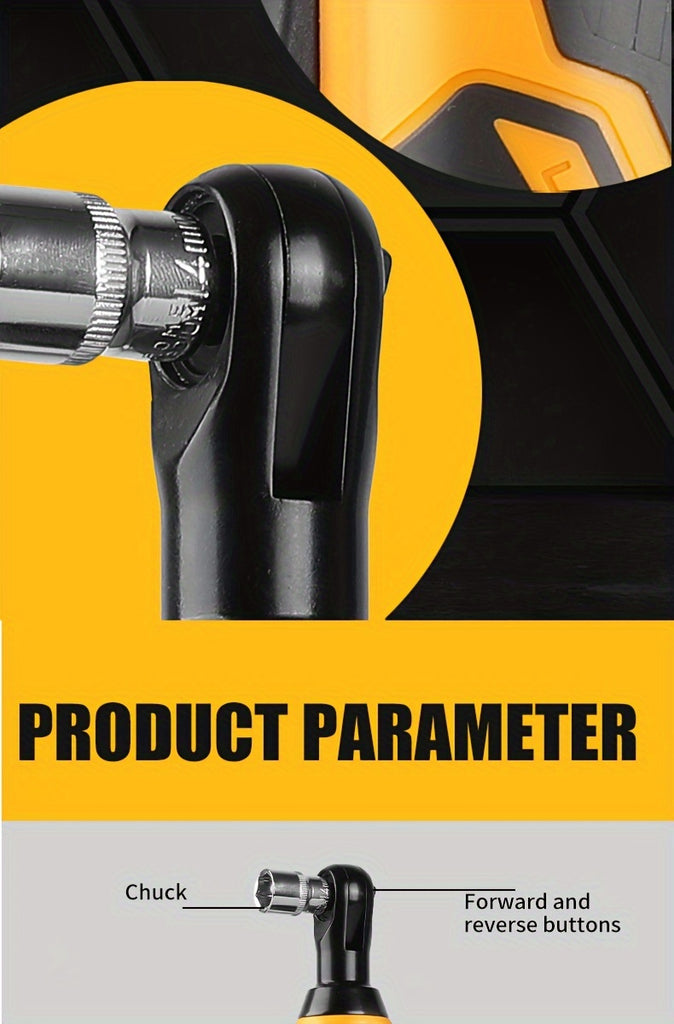 LYUWO 1 Set 12V Cordless Electric Wrench, 45NM 3/8'' Ratchet Illuminated Remove Screws & Nuts Automotive Repair Tool, Right Angle Wrench, Power Tools