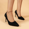 Women's Pointed Toe High Heels, Sexy Black Slip On Stiletto Court Pumps, Versatile Dress Heels