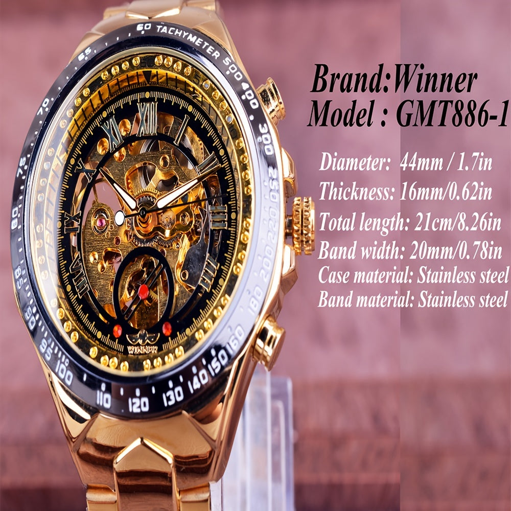 Winner Mechanical Sport Design Bezel Men's Watches, Skeleton Wristwatch, Men's Accessories