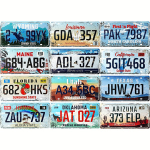 12pcs Vintage State License Plates Tin Signs - Vintage US State Number Tags - Metal Automotive Signs - For Man Cave, Garage, Bar, Home Wall Decor - 6 X 12 Inch/15x 30cm - Perfect Gift for Car Enthusiasts & Home Decor Lovers