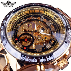 Winner Mechanical Sport Design Bezel Men's Watches, Skeleton Wristwatch, Men's Accessories