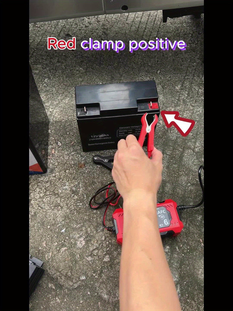 Car Battery Charger, 12V 6A Smart Battery Trickle Charger Auto 12V 24V Battery Maintainer for Car Truck Motorcycle Lawn Mower Marine Lead Acid Battery, Vehicle Battery Maintenance, Automotive Battery Care, Compact Charger, Po