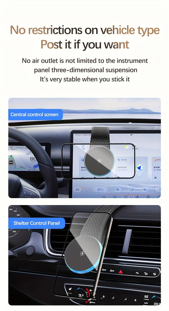 1pc 15W Premium Car-mounted Folding Wireless Charger with Ambient Light - Strong Magnetic Suction, Foldable, Non-Slip, Universal Compatibility for Car, Home, Office - Easy to Use, Space-Saving, and Portable Automotive Accesso