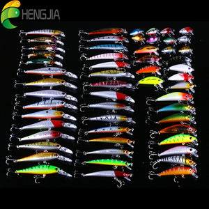 56pcs Fishing Lures Kit Crankbait Tackle Minnow Popper Pencil Swimbaits Hook Freshwater Saltwater Hard Baits Set for pike carp bass fishing christmas gift for man