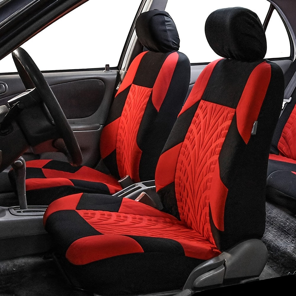 Universal Fit Front Pair Car Seat Covers - Breathable Polyester Split Automotive Seat Cushion Protectors with Sponge Filler - Hand Washable, All-Season, Durable and Easy to Install