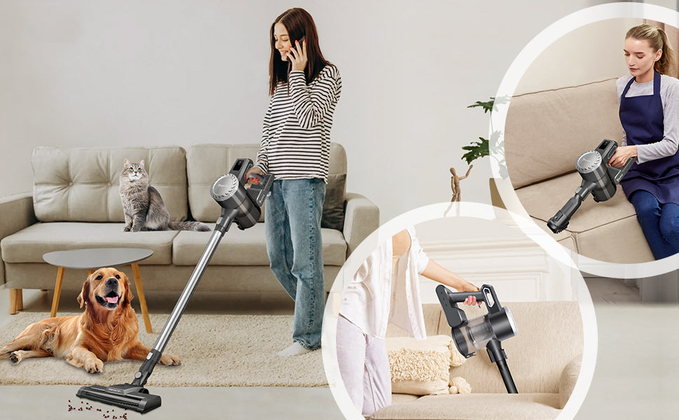 Pet Friendly-Cordless Vacuum Cleaners,6-in-1 Stick Vacuum Up to 40 Mins Runtime,30Kpa for Home/Carpet/Hardwood Floor/Pet Hair