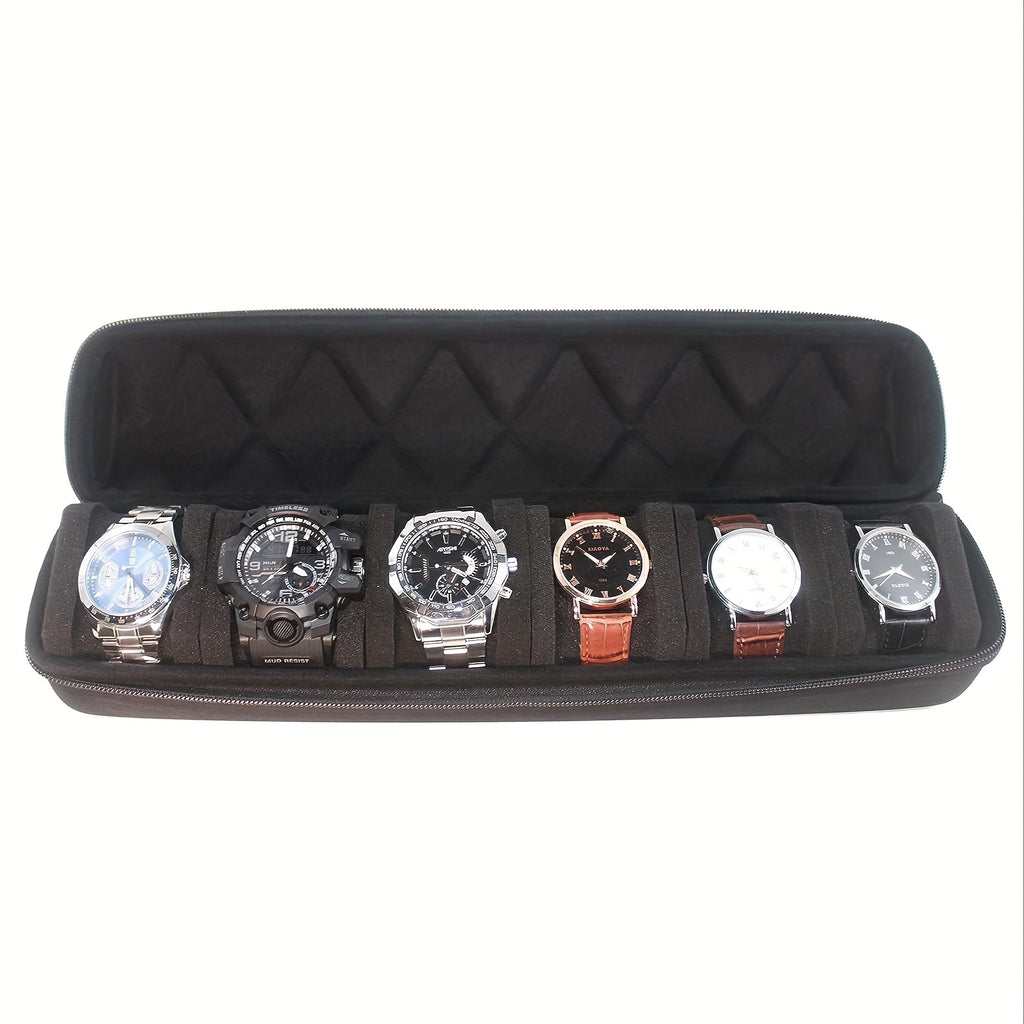 6-Watch Storage Case - Durable Hard-Shell Protection, Spacious Interior, Plush Soft Pillow - Portable Travel Case for Watches, Ideal for Home Storage and Organization