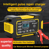 [Smart Battery Charger] RJTIANYE Smart Pulse 12V 6A Battery Charger | Temperature Compensated Trickle Charger with LCD Display, Overcharge Protection & Desulfator for 4-100Ah AGM/GEL/SLA, 110-230V AC Automotive Maintainer for